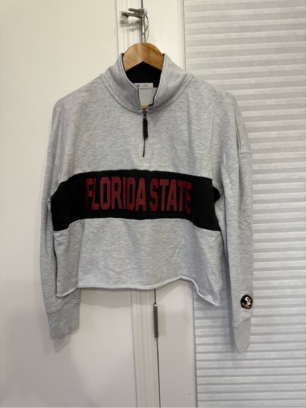 Florida State Seminoles 47 Brand Gray Cropped Quarter-Zip Sweatshirt